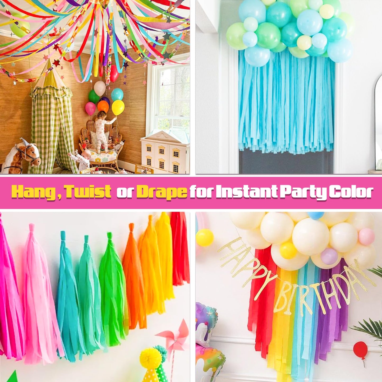 Oun Nana Dusty Blue Crepe Paper Streamers Party Decorations, 6 Rolls 738 Ft Party Streamers for Birthday, Baby Shower, Wedding, Graduation, Backdrops, Ceilings and DIY Crafts