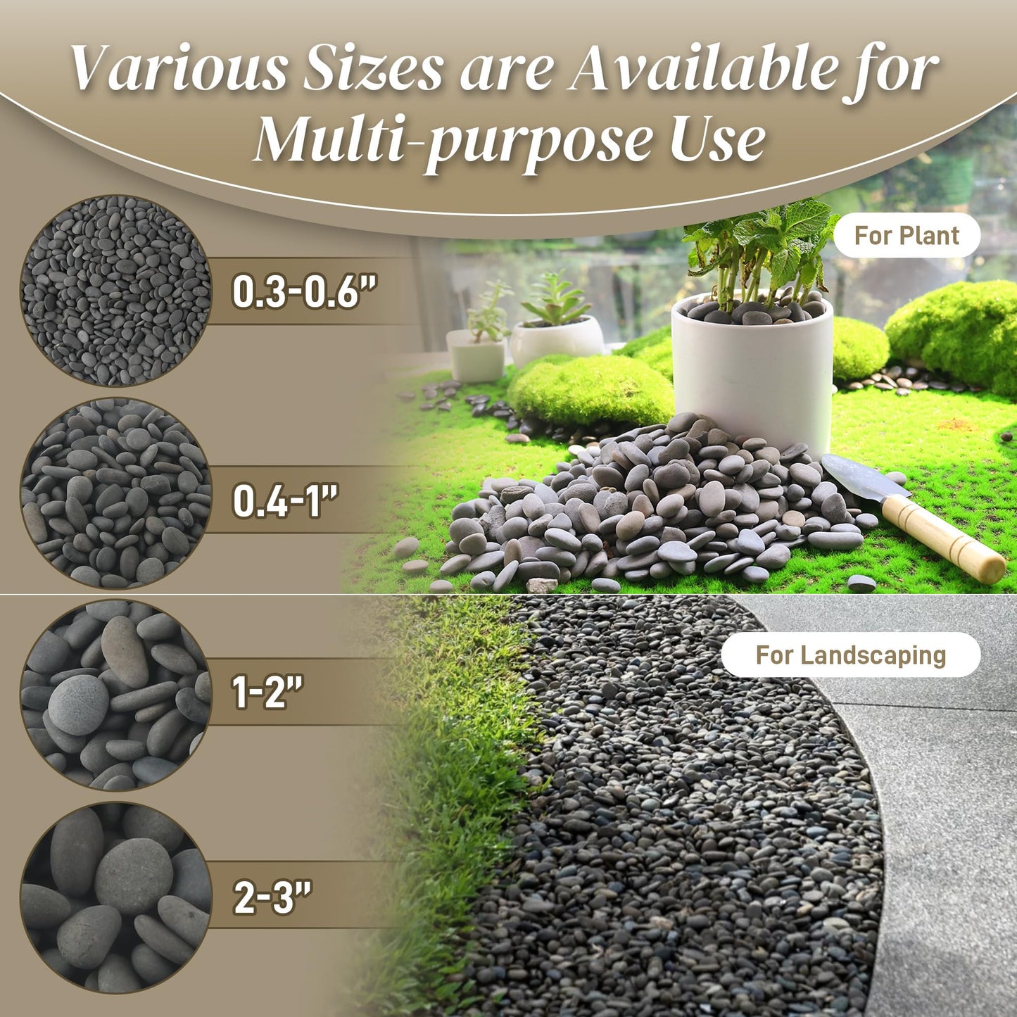 Quibbay 5 lbs Mexican Beach Pebbles, 2-3 Inch Decorative River Rocks for Fish Tank Aquarium Fountain, Decorative Pebbles for Garden Landscaping, Home Décor, Outdoor Paving Walkways Pathways Backyard