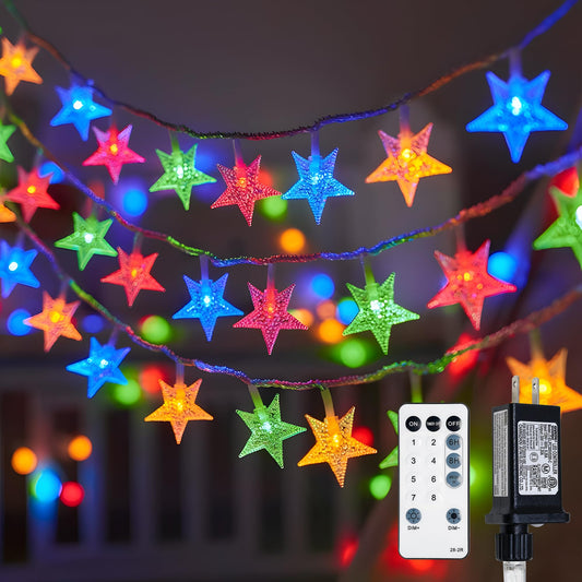 syosupviry Star String Lights Plug in,39ft 100LED Easter Lights with Remote, Hanging Star Decorations Lights Waterproof for Indoor Outdoor Bedroom Classroom Dorm Kids Tent Party Decor,Multicolor