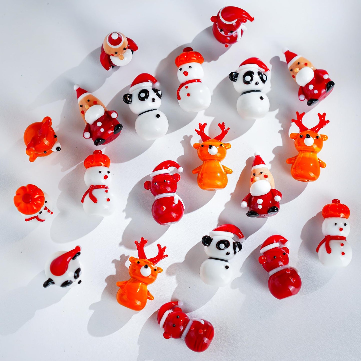 H&D HYALINE & DORA Set of 5 Mini Blown Glass Christmas Figurines Collectible Handmade Art Glass Christmas Figurines Decor for Party Supplies