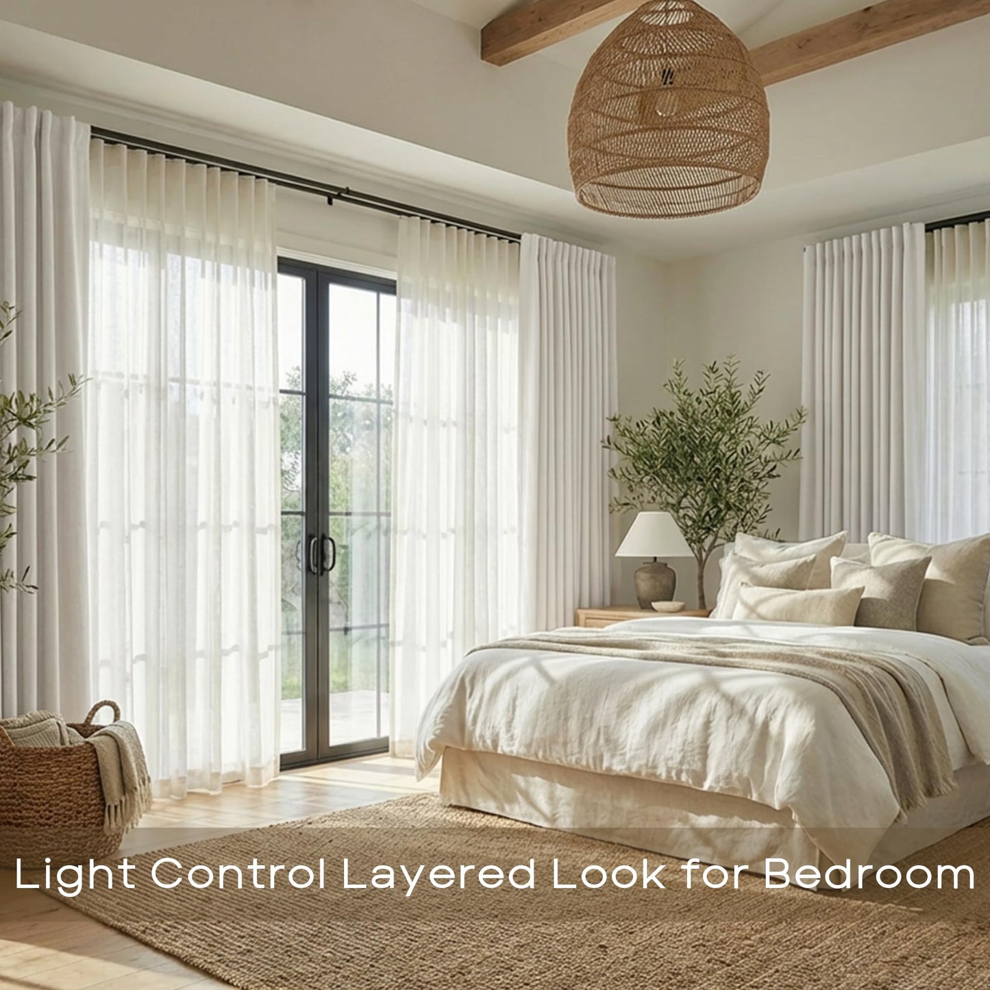 Undyed Natural Linen Cotton Blend Gauze Curtains, Soft Lightweight Light Filtering Semi-Sheer Panels for Living Room Bedroom, 84 Inch Length, 2 Panel Set