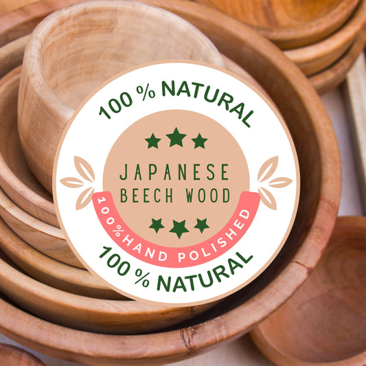 Bambuood Japanese Inspired Vintage Style Wooden Bowl - Manual Polished Original Sustainable Japanese Beech Wood - Ideal for Fruit, Salad, Soup, Vegetables, Serials & Nuts (Small 12.5cm (5"x1.8")