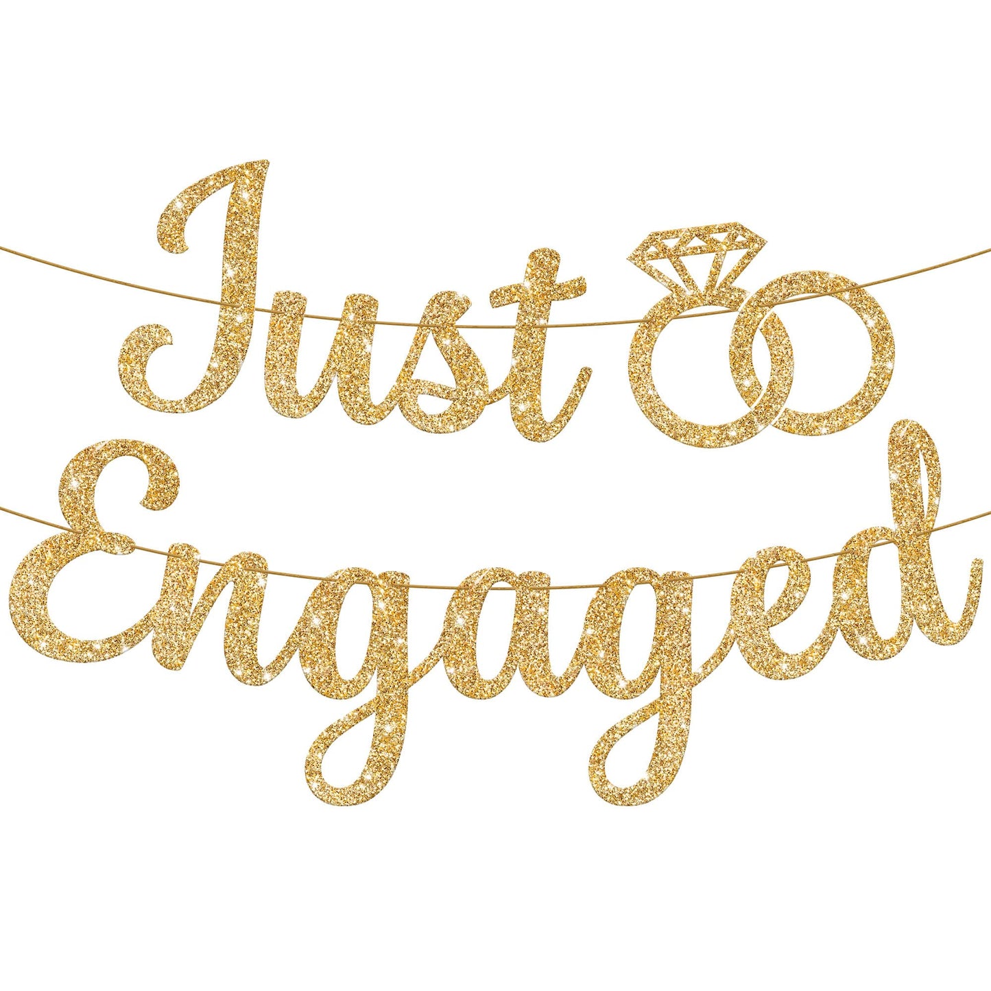 KatchOn, Glitter Gold Just Engaged Banner - 10 Feet, No DIY | Engagement Banner for Just Engaged Decorations | Engagement Party Decorations | Just Engaged Decorations