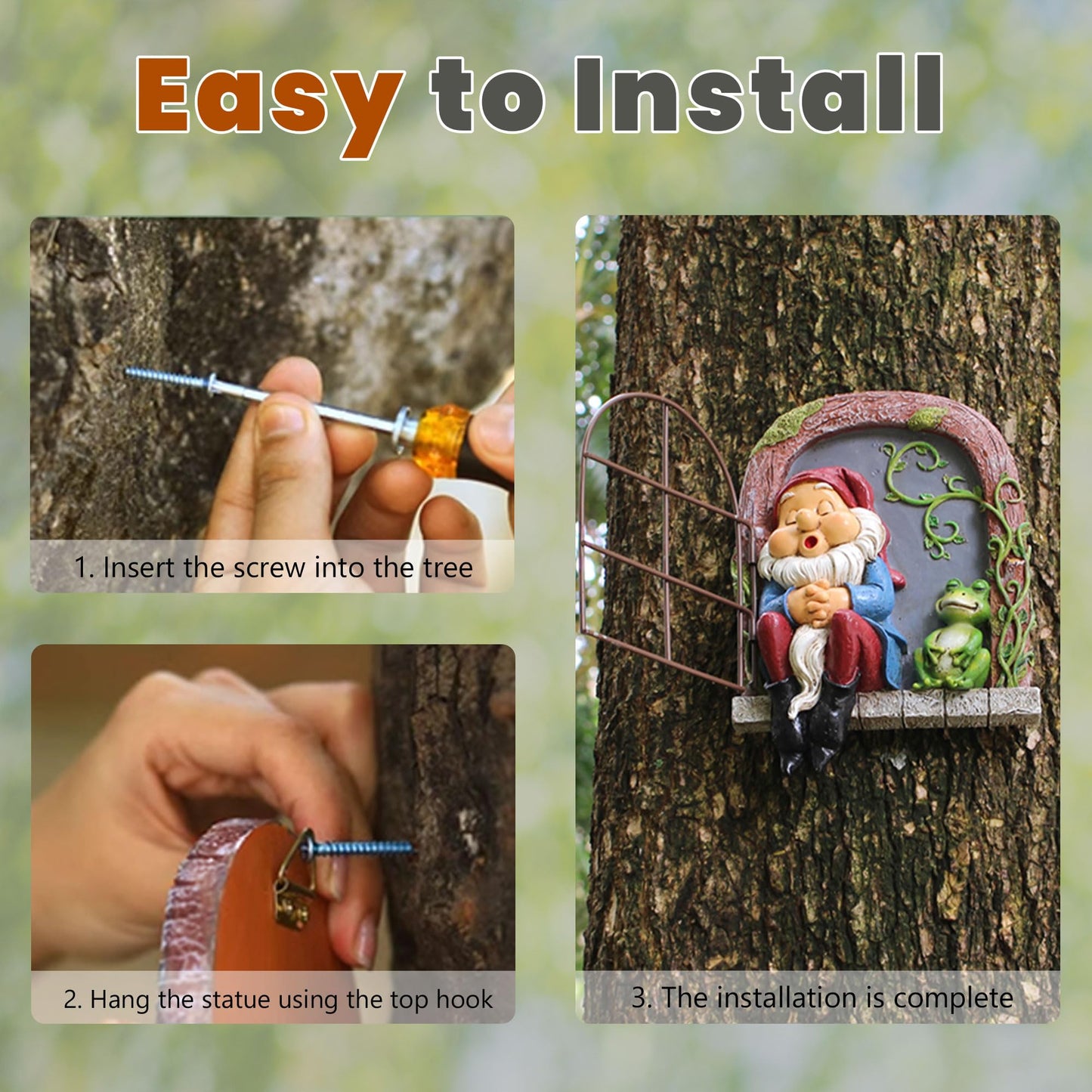 Outdoor Garden Statues, Resin Gnome Tree Hugger, Durable Outdoor Decor, Whimsical Yard Sculpture, Garden Peeker Yard Art, Waterproof & Handcrafted, Unique Christmas Decorations Outdoor Ornament Gift