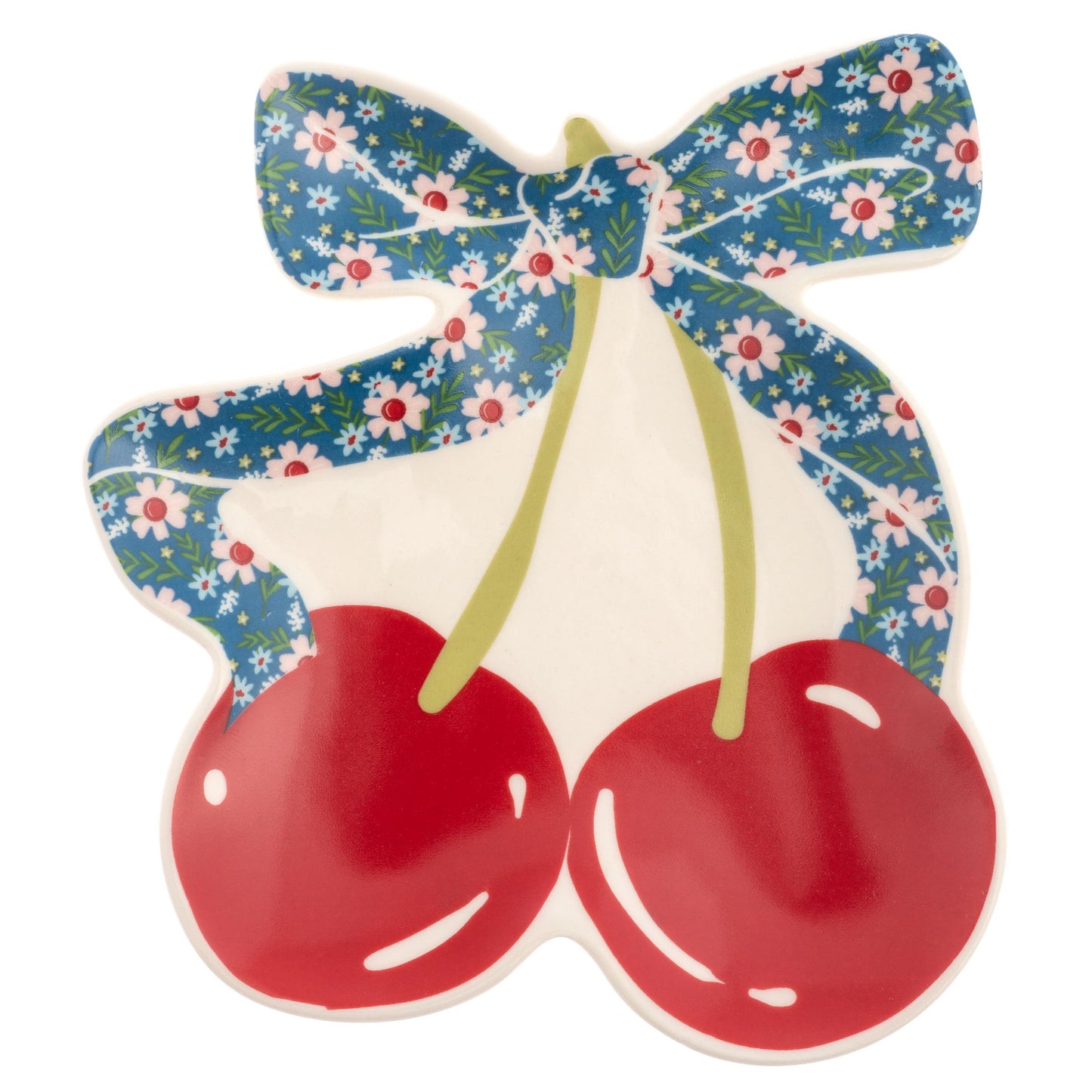 Karma, Calico Trinket Tray, Ceramic Jewelry Dish, Shaped Trinket Tray, Decorative Ceramic Trinket Dish, Jewelry Dish Tray for Rings, Cherry