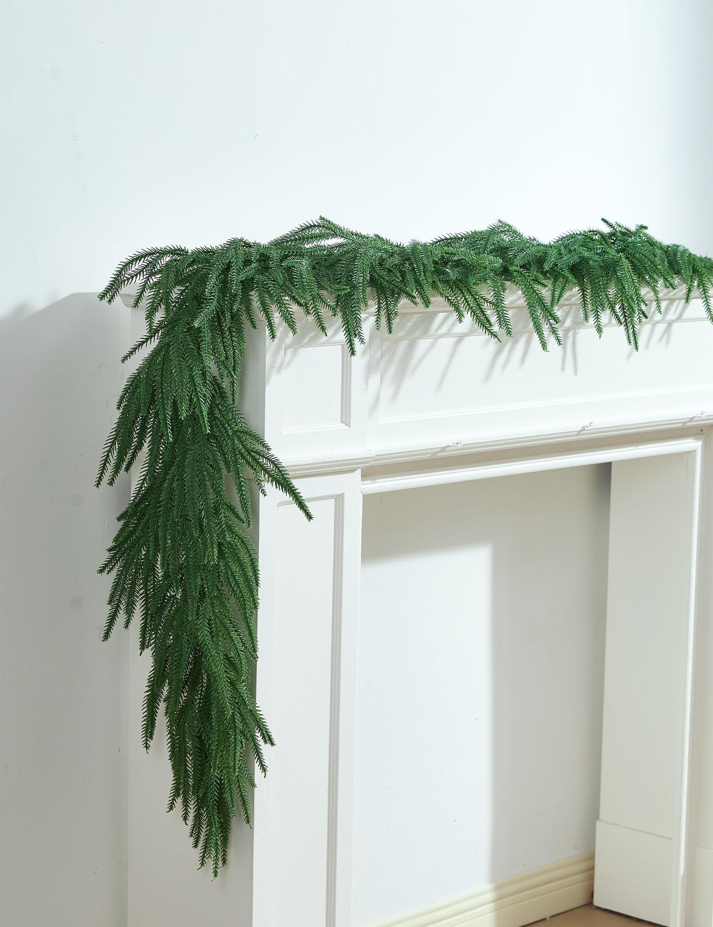 Heleze 6 Ft Norfolk Pine Garland Realistic - Christmas Mantel Garlands, Faux Norfolk Pine Natural Touch Garland for Table Fireplace Stairs Christmas Decorations