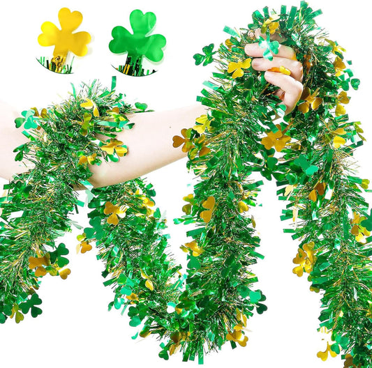 JFBNXB St Patricks Day Garland, St Patricks Day Decorations for Home and Party, 12 Meters Long Green Shamrock Festive Decor, St Patricks Day Party Supplies