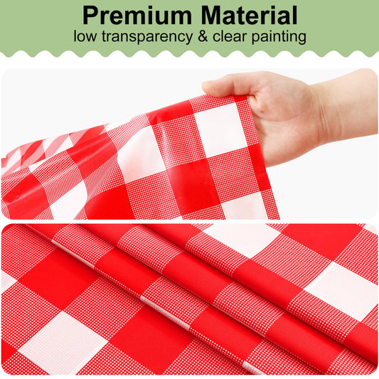 misaya 4 Packs Buffalo Disposable Table Cloth, 54 x 108 Inch Waterproof Plastic Tablecloth, Rectangle Red and White Checkered Table Covers for Picnic, Birthday, Party, Mother's Day