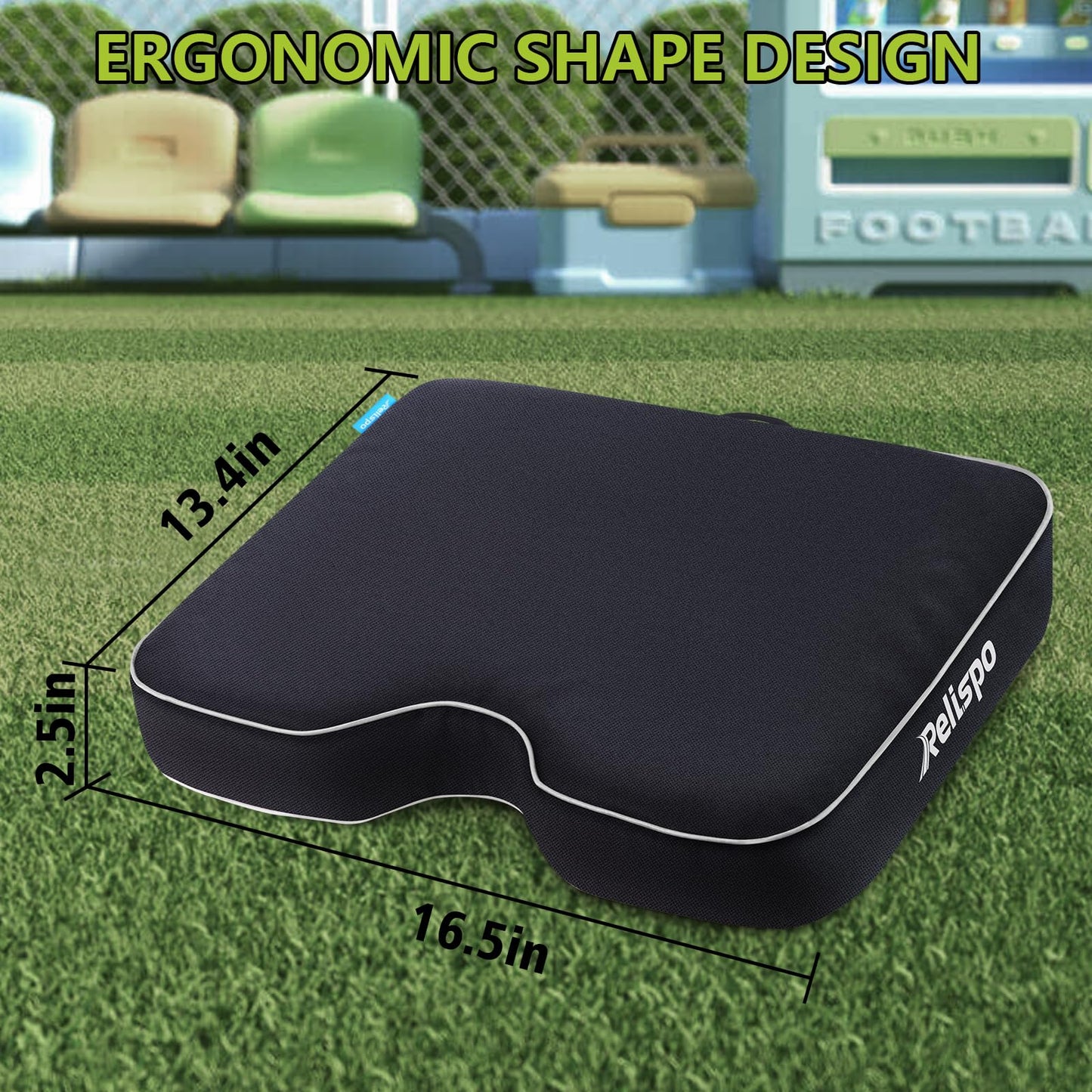 Relispo Stadium Seats for Bleachers with Integral Cutting Memory Foam, Stadium Seat Cushion Waterproof Extra Thick Bleacher Cushion, Portable Stadium Cushions for Indoor Outdoor Events (2 Packs)