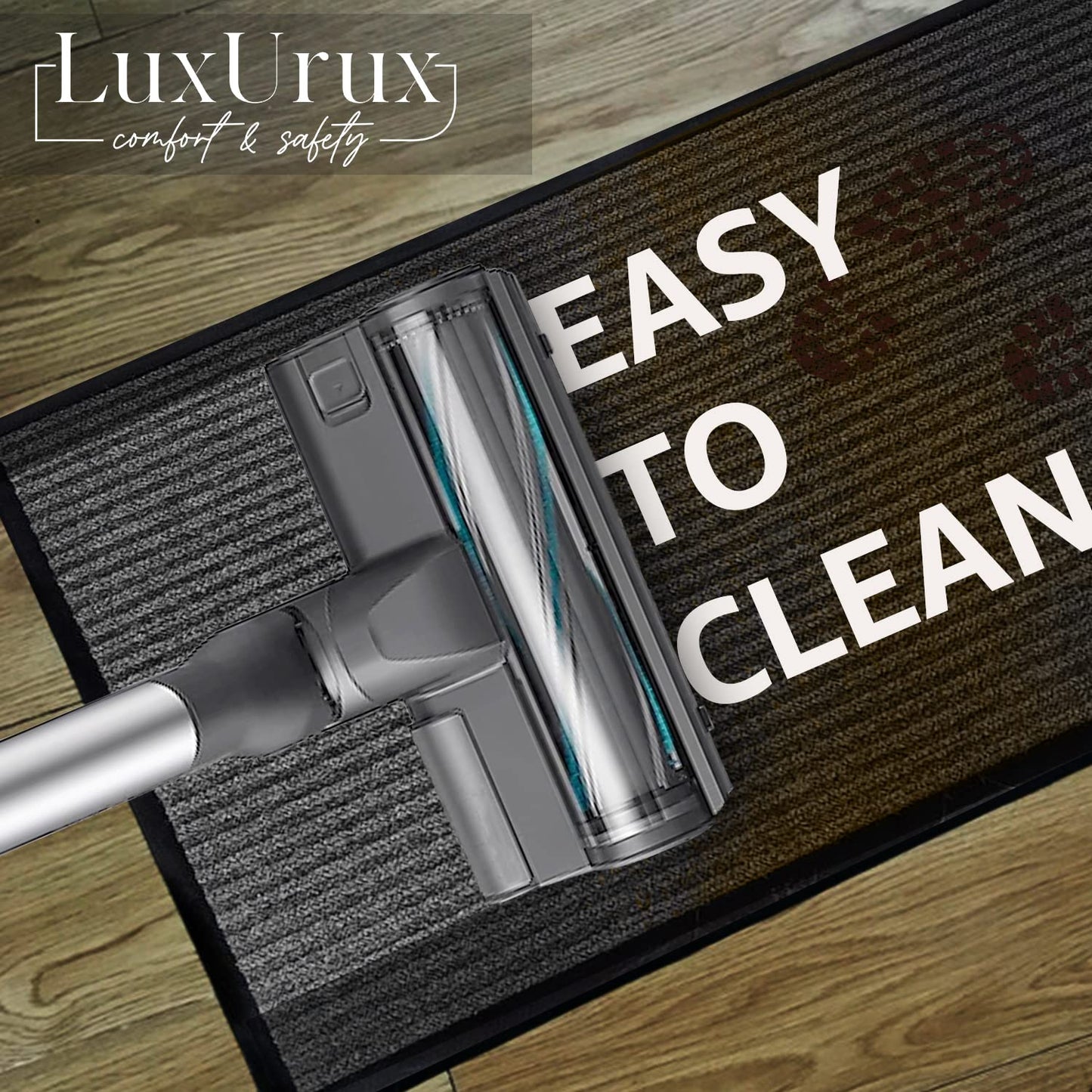 LuxUrux® Durable Rubber Door Mat - Heavy Duty, Slip Proof, Indoor/Outdoor, Easy to Clean, Waterproof, Low-Profile Entry Mat for Entry, Patio, Garage - High Traffic (17'' x 30'', Striped Gray)