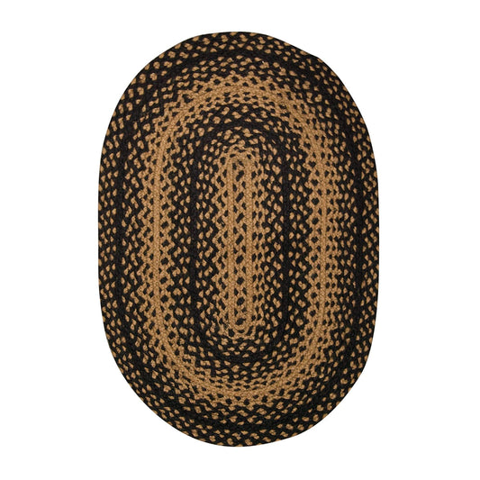 IHF Home Decor Ebony Design Braided Area Rug 20" x 30" Oval Accent Floor Carpet Jute Material