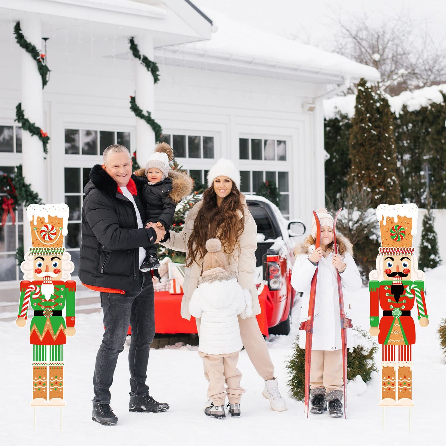 Capoda 2 Pcs Large Christmas Nutcracker Yard Sign with Stakes 39 x 13 Inch Outdoor Nutcracker Christmas Decorations Xmas Soldier Outdoor Signs Decor for Yard Garden Lawn Porch(Classic)