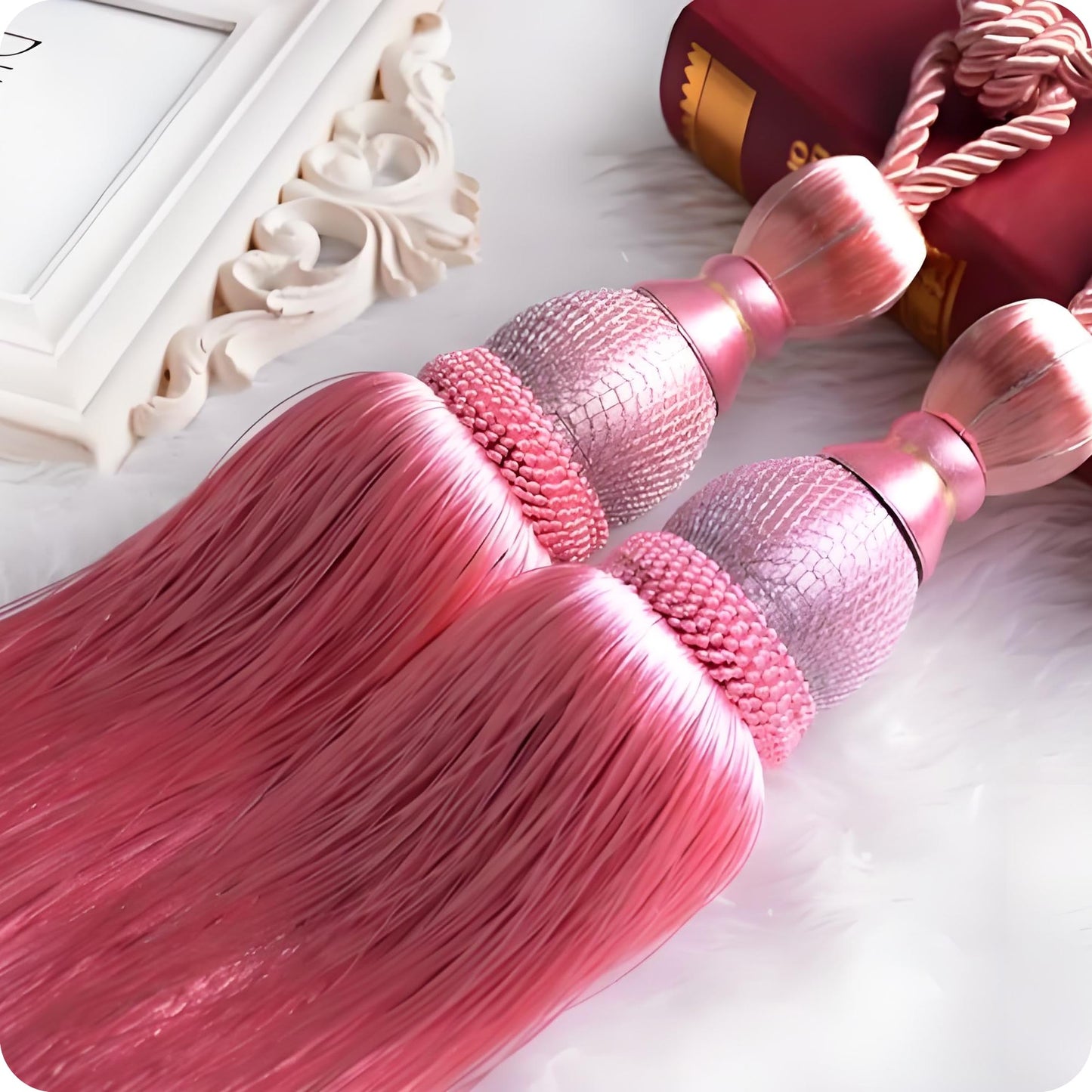 Selling Wonderful Curtain Holdbacks Curtains Tiebacks Home Decorative Braided Buckle Fastener Accessories Window Drapery Ball Tassels Tiebacks, Set of 2(Pink)