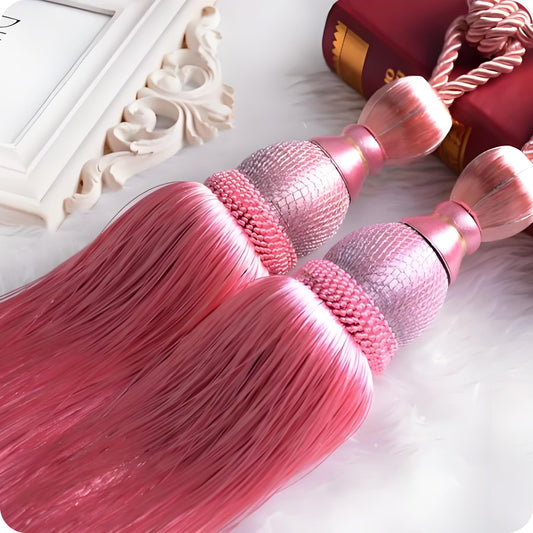 Selling Wonderful Curtain Holdbacks Curtains Tiebacks Home Decorative Braided Buckle Fastener Accessories Window Drapery Ball Tassels Tiebacks, Set of 2(Pink)