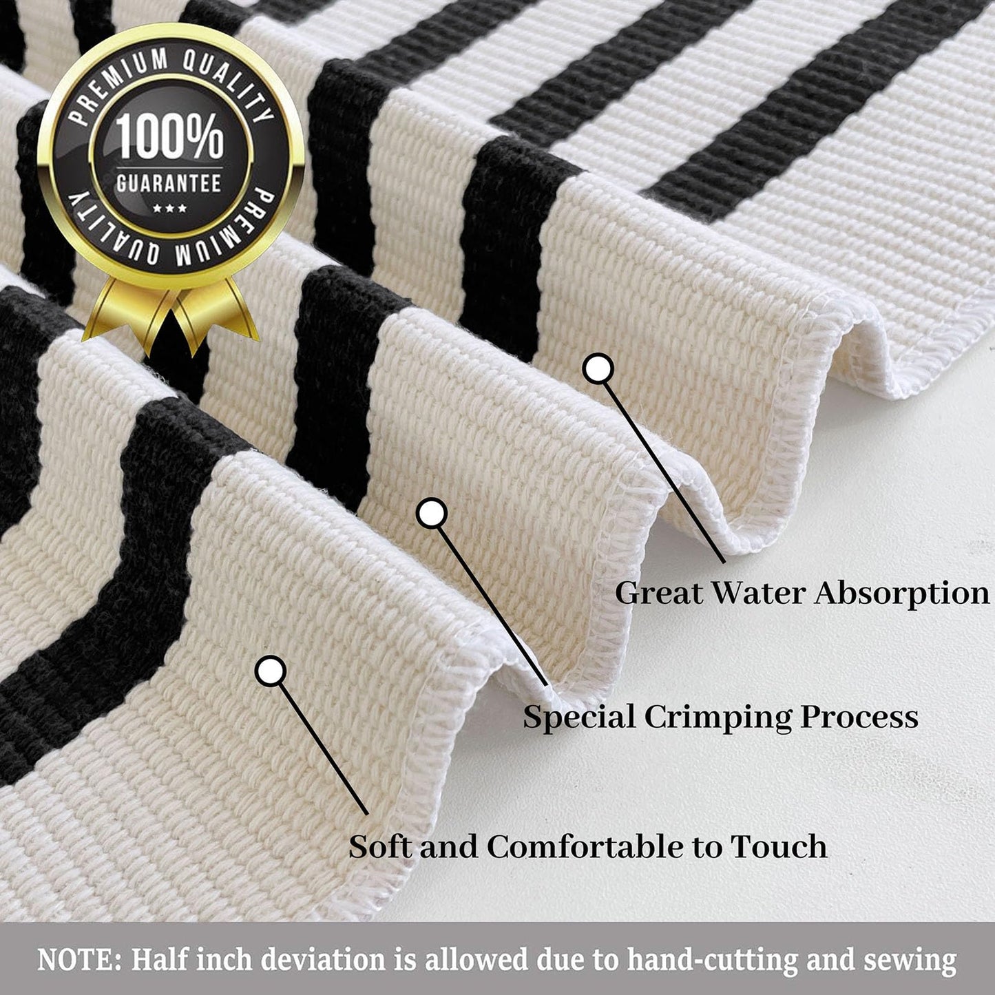 KILOCOCO Beige Striped Rug 2.3'x3.6' Indoor Outdoor Rugs Front Door Mat Hand Woven Cotton Washable Striped Layered Doormats for Front Porch/Kitchen/Farmhouse/Entryway/Patio