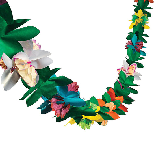 Fun Express Colorful Paper Flower Garland - Elevate Your Luau with 9 Feet of Paper Flowers Decorations for Party - Celebrate in Style with Long Lasting Garland - Sturdy and Stunning - Orignal Color