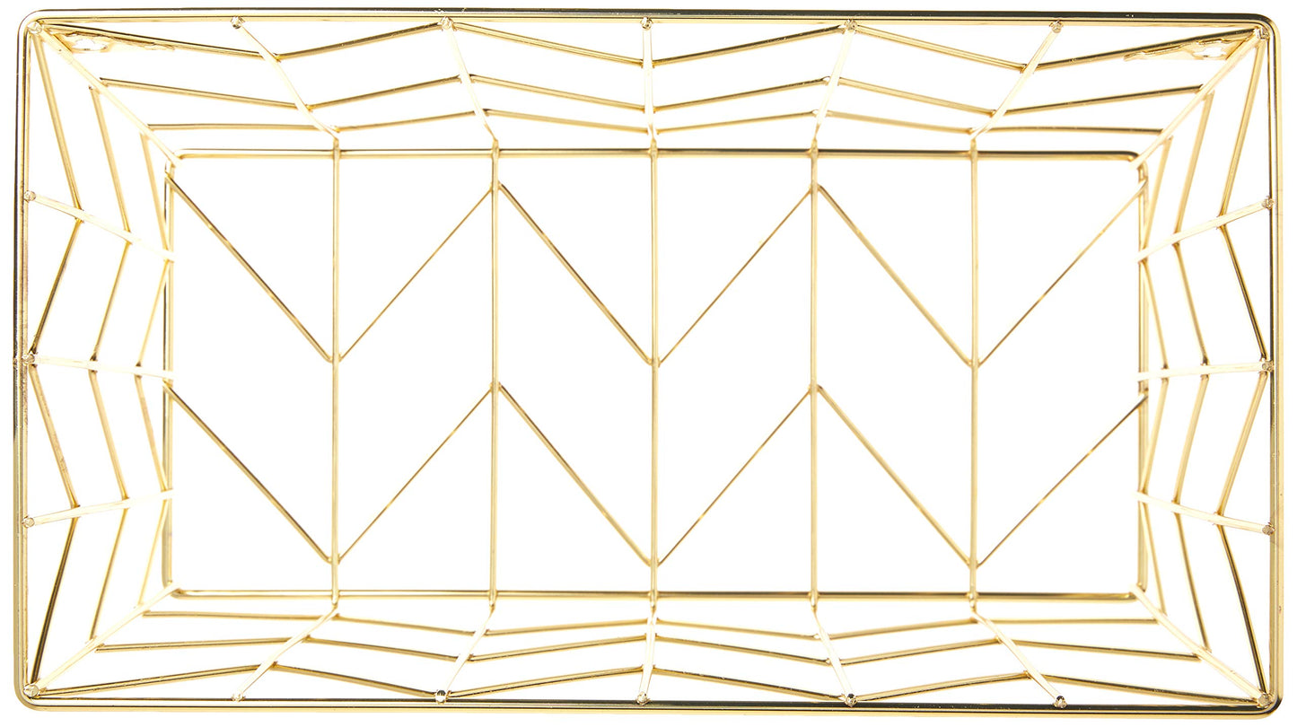 U Brands Desktop Hanging File Organizer, Gold Wire Metal Letter Size File Holder, Steel Wire Document & Folder Organizer for Office Desk, Home, Classroom