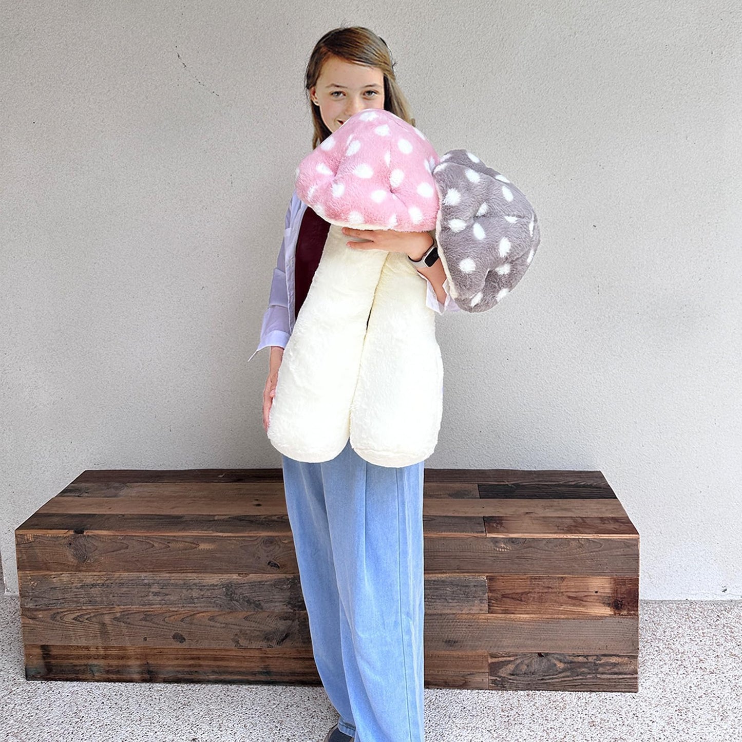 Hofun4U Mushroom Plush Pillow - 30 inch Mushroom Shaped Stuffed Long Pillow - Mushroom Stuffed Pillow - Christmas Birthday Sofa Home Decoration (Pink)