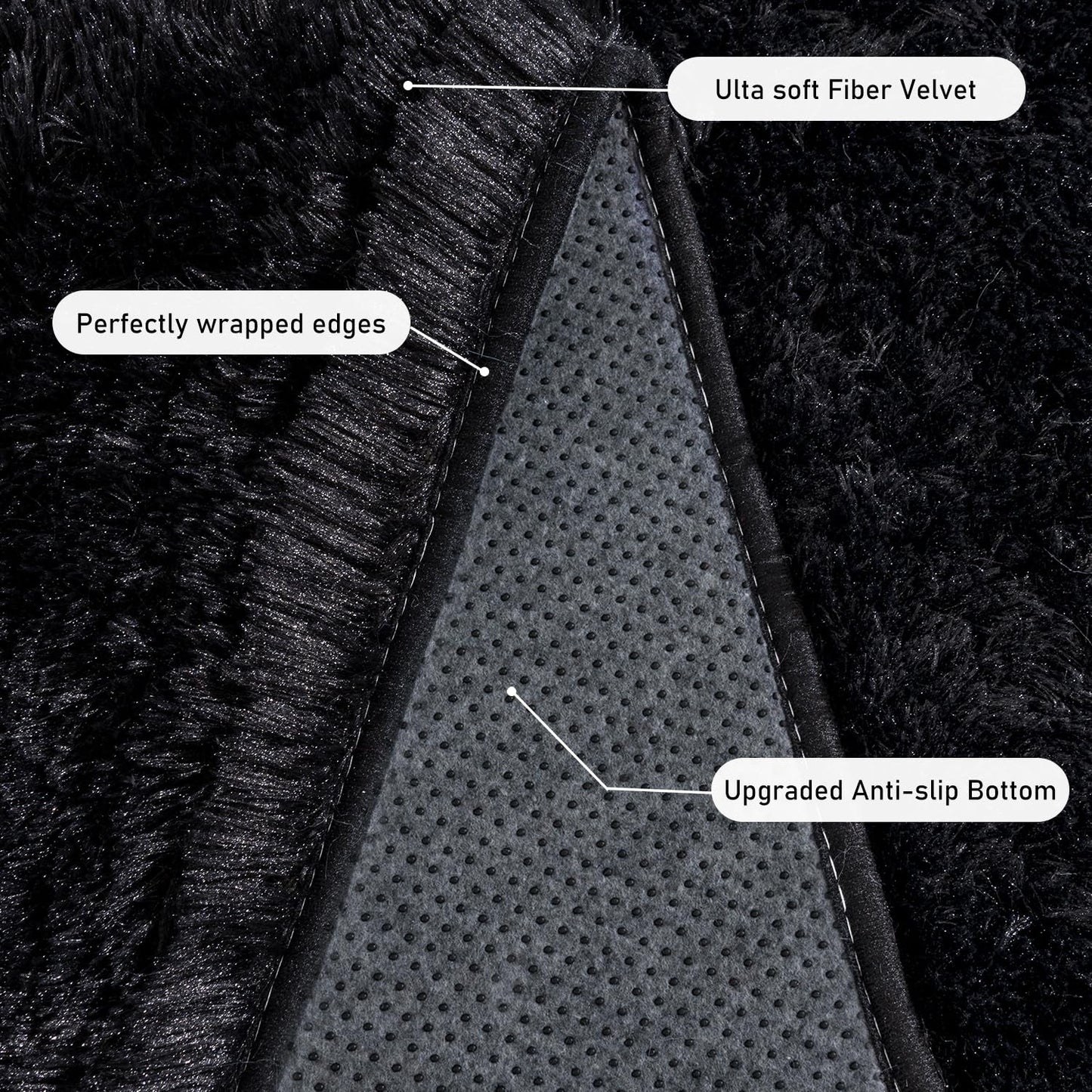 Quntue Small Black Area Rug, 2x3 Rug for Bedroom Shaggy Throw Rugs for Dorm Rug, Soft Shag Carpet for Kids Room, Plush Comfy Fluffy Bedside Rug for Home Decor Aesthetic