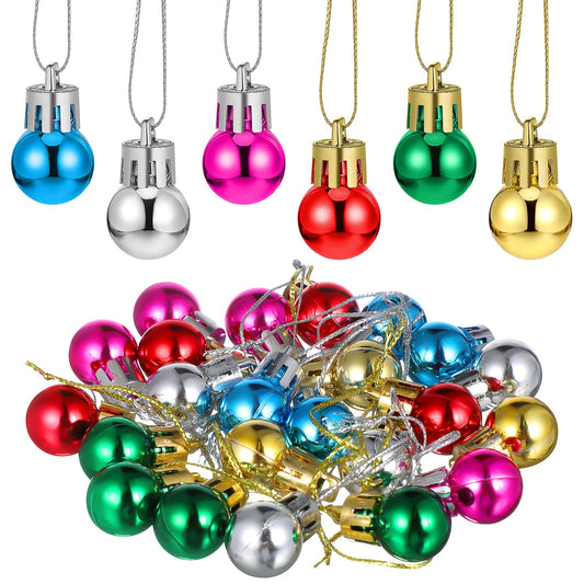 CHRWAKLE Christmas Mini Balls Ornaments, 24 Pack 0.8 inch Mini Glitter Balls Miniature Xmas Tree Hanging Decorations Pendants for Holiday Party Supplies