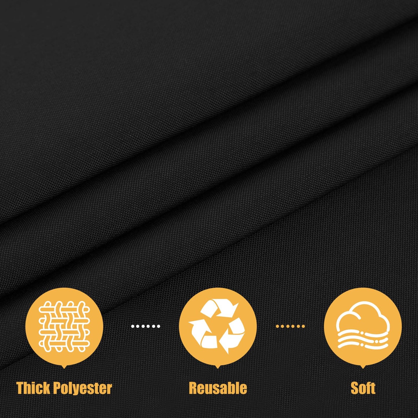 Smiry Rectangle Table Cloth, Waterproof Anti-Scratch Polyester Tablecloth, Decorative Washable Fabric Table Cover for Dining, Buffet, Parties and Outdoor, 60x84, Black
