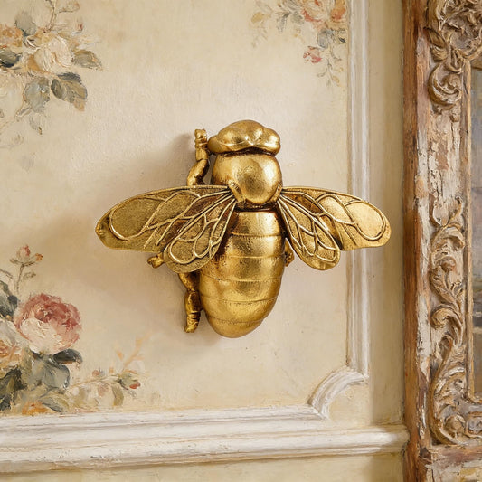 Semeid Large Gold Bee Wall Sculpture Insect Home Decor – Vintage 3D Resin Bumble Bee Art Hanging Wall Mounted, Handmade Bug Animal Statue for Living Room Bedroom Decoration (Metallic Gold)