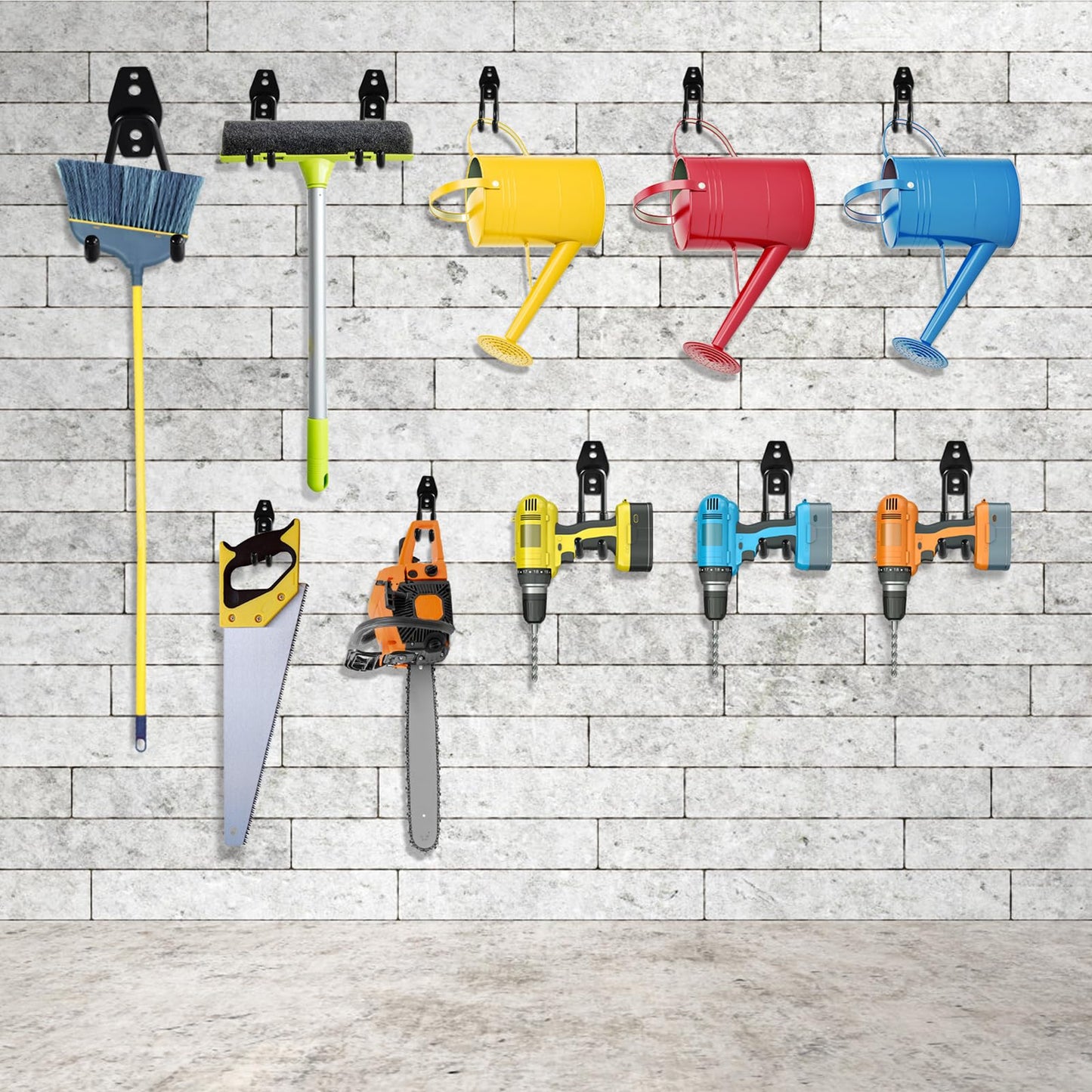 HUPBIPY Heavy Duty Garage Hooks 4 Pack, 5.1 inch Medium U Shaped Hanger, Wall Mounted Storage System, Power and Garden Tool Organizer, for Hanging Ladders, Hose, Bulk Items and More