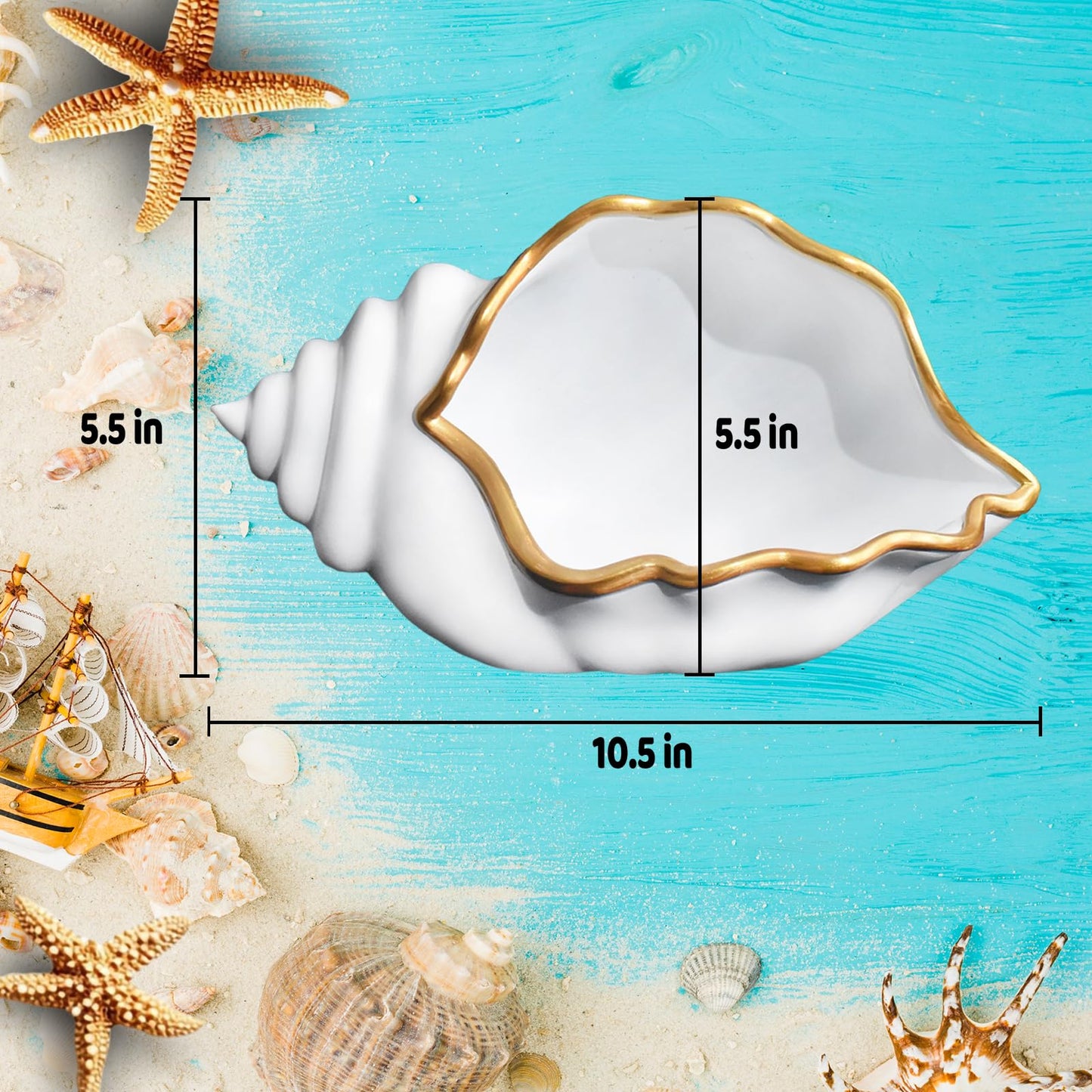 AMOYYT Decorative Bowl Entryway Table Decor Resin Clam Shells Bowls Seashell Beach Console Table Home Decor Accents for Ocean Themed Living Room Coffee Table