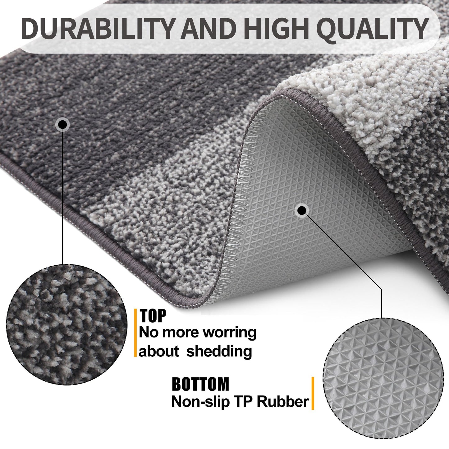 Kitinjoy Indoor Outdoor Door Mat, 32x20 Non-Slip Absorbent Dirt Trapper, Low-Profile Washable Inside Entrance Front Floor Mat, Sturdy Soft Entry Doormats for Entryway, Grey
