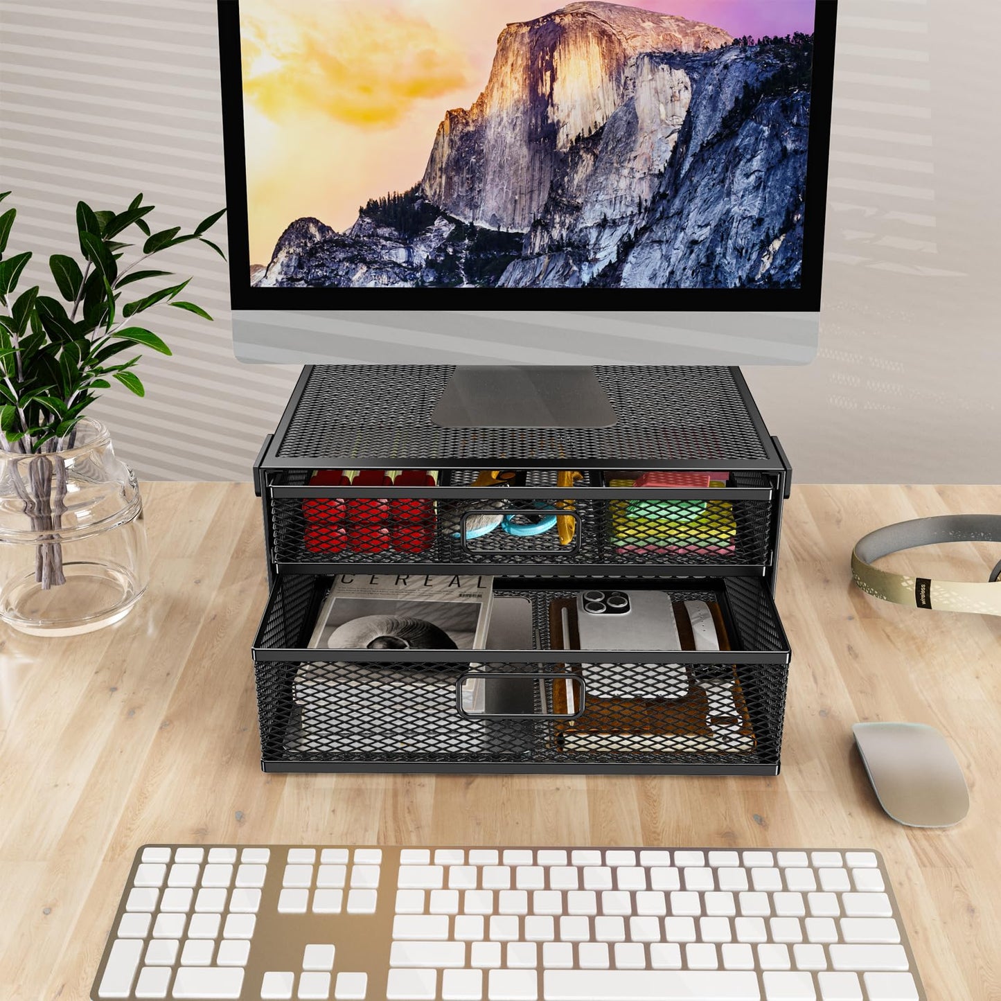 Cankm Under Desk Drawer Organizer No Drilling 2 Slide Out Drawer Under Desk Storage Drawer Clamp On Under Desk Management Drawer Organizer Suitable for Home and Office