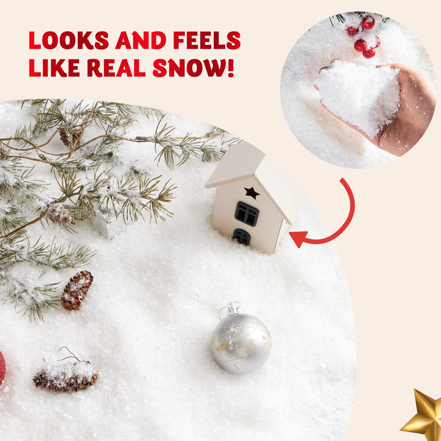 JOYIN 12oz Fake Snow Decoration Xmas Artificial Snow, 320g Plastic Fake Snowflakes for Christmas Tree Decoration Holiday Decor and Winter Displays