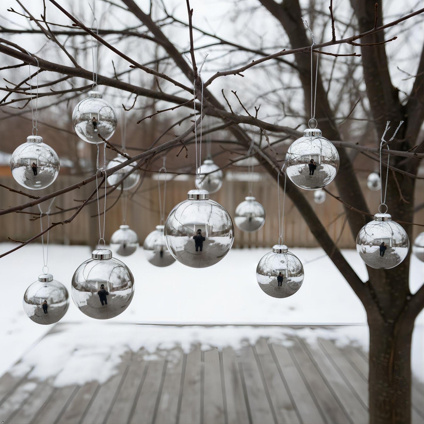 SUCREVING 6 Pack 2.4 Inch(6cm) 304 Stainless Steel Gazing Ball,Hanging Ornaments for Christmas, Wedding, Home & Holiday Decor(Silver)