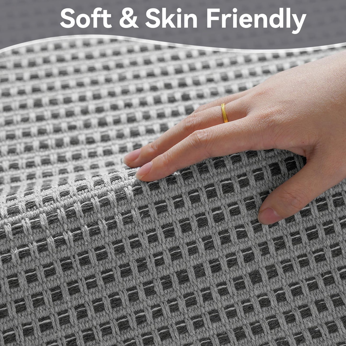 QiCaiJia Washable Runner Rug - 2x6 Rug Runners for Hallways Non Slip, Woven Kitchen Rugs, Stain Resistant Soft Entryway Rugs for Living Room Laundry Bathroom Indoor Door Mat (2'x6', Grey)