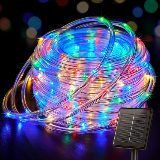 Solar String Lights Outdoor Waterproof – 120 LED 40ft Rope Lights with 8 Modes, Fairy Lights for Patio, Garden, Tree, Christmas, Wedding, Yard, Fence, Party, Indoor & Outdoor Decor（Multicolor）