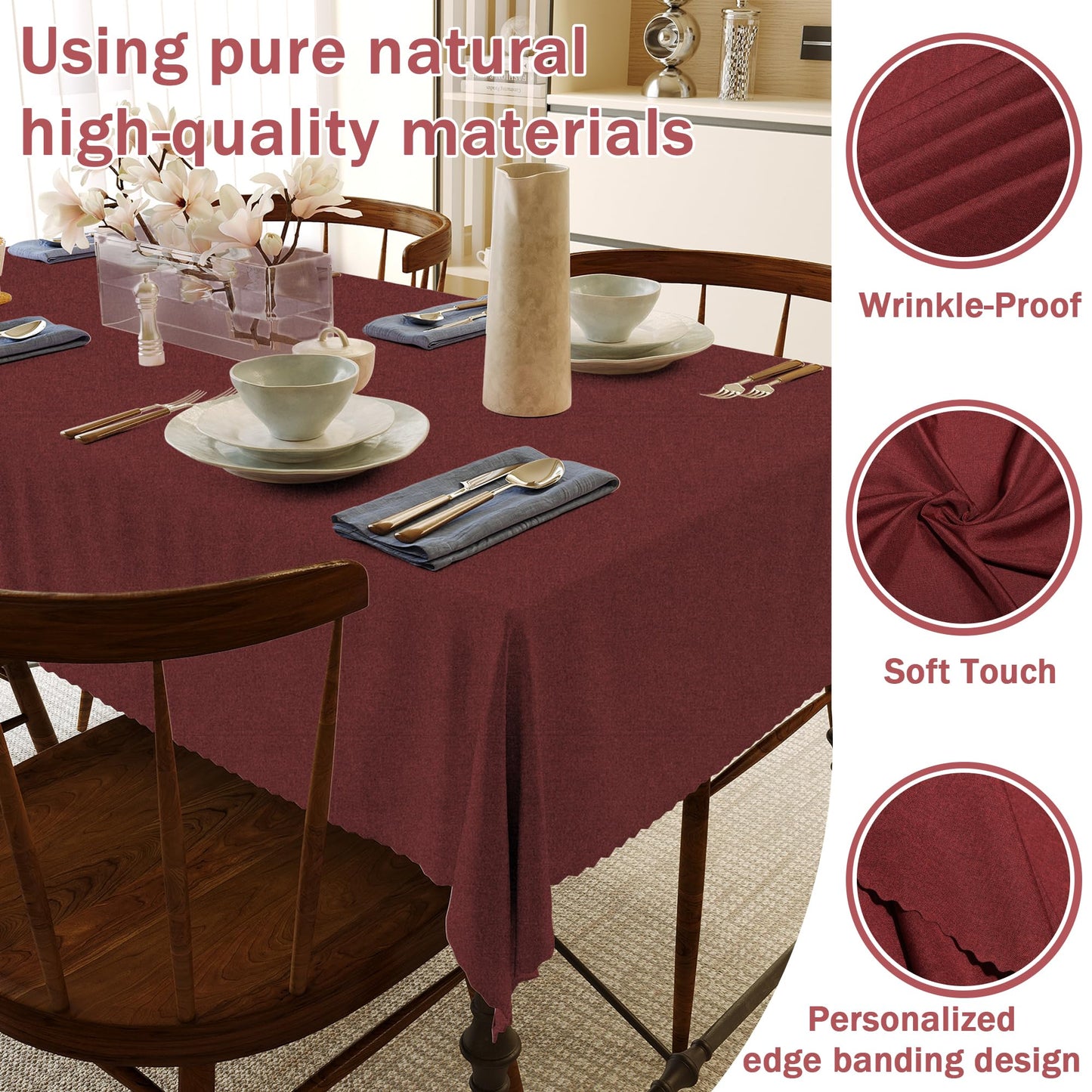 HX&OD Rectangular Tablecloth Cationic Fabric Waterproof Stain Resistant Wrinkle-Resistant for Home/Decoration/Party/Buffet/Wedding/Dining Room/Camping