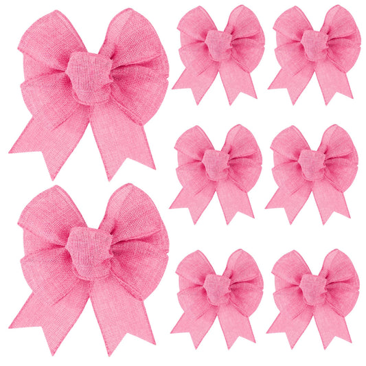 Meseey 8 Pcs 6 Inch Wired Pink Bows, Premade Decorative Bows for Easter Wreaths, Front Door Decor, Gift Wrapping, Tree Topper, Spring Party Decorations