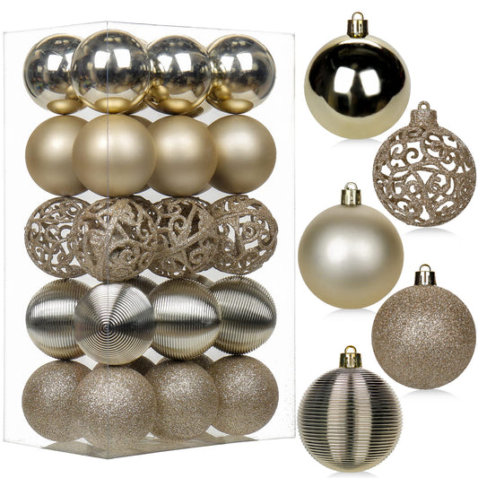 30PCS 2.36" Christmas Ball Ornaments Shatterproof Champagne Christmas Tree Decorations Xmas Tree Balls Halloween Ornaments Décor