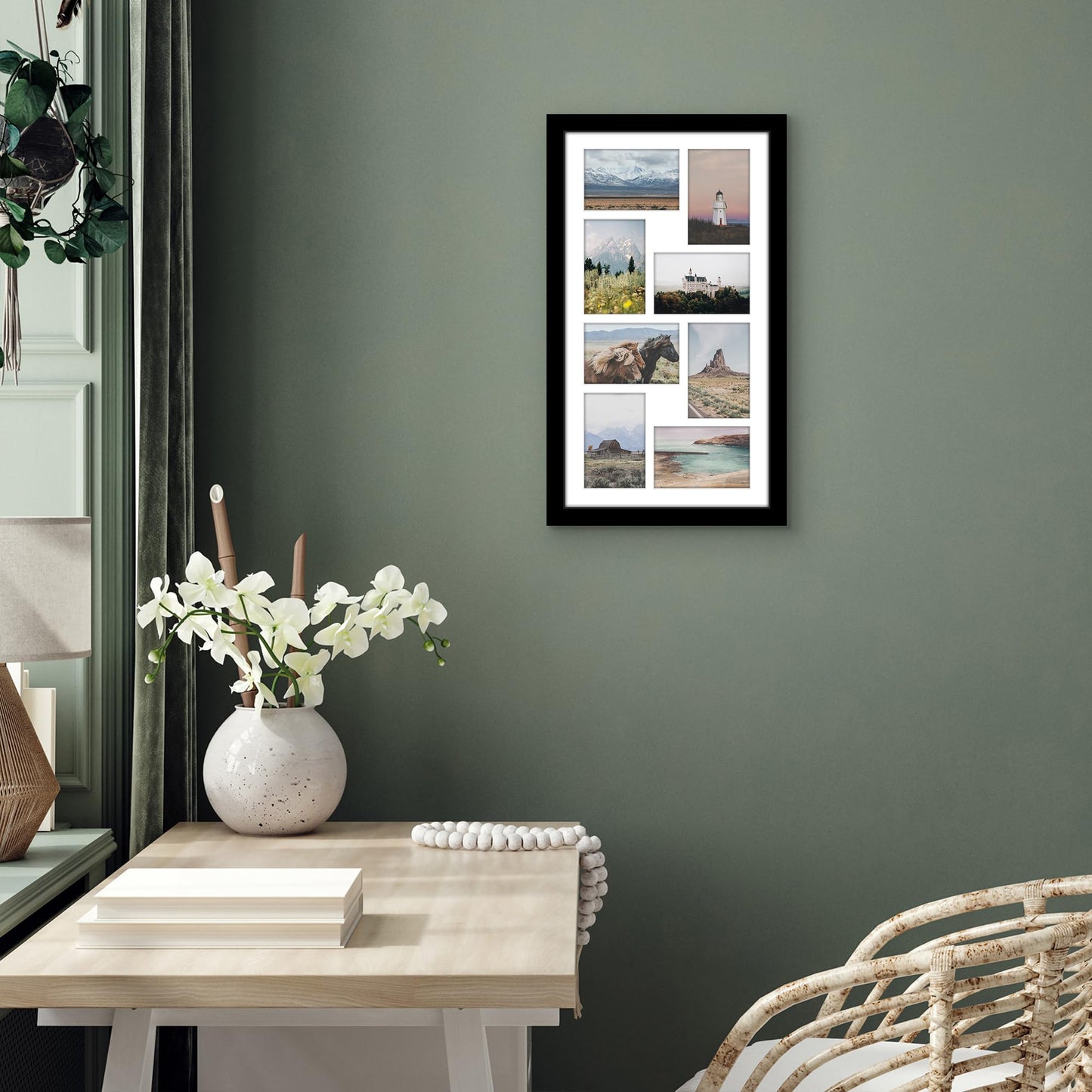 Americanflat 12x22 Collage Picture Frame with Polished Plexiglass - Fits Eight 4x6 Photos or One 12x22 Photo - Gallery Wall Frame Set - Signature Collection - Photo Frame for Wall Display – Black