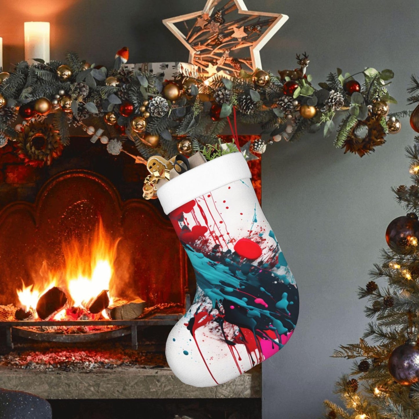 KOPUUYRD Abstract Paint Splashes Print Luxurious Holiday Socks,Unique Christmas Socks for Joyful Season,Festive Ornament Classic