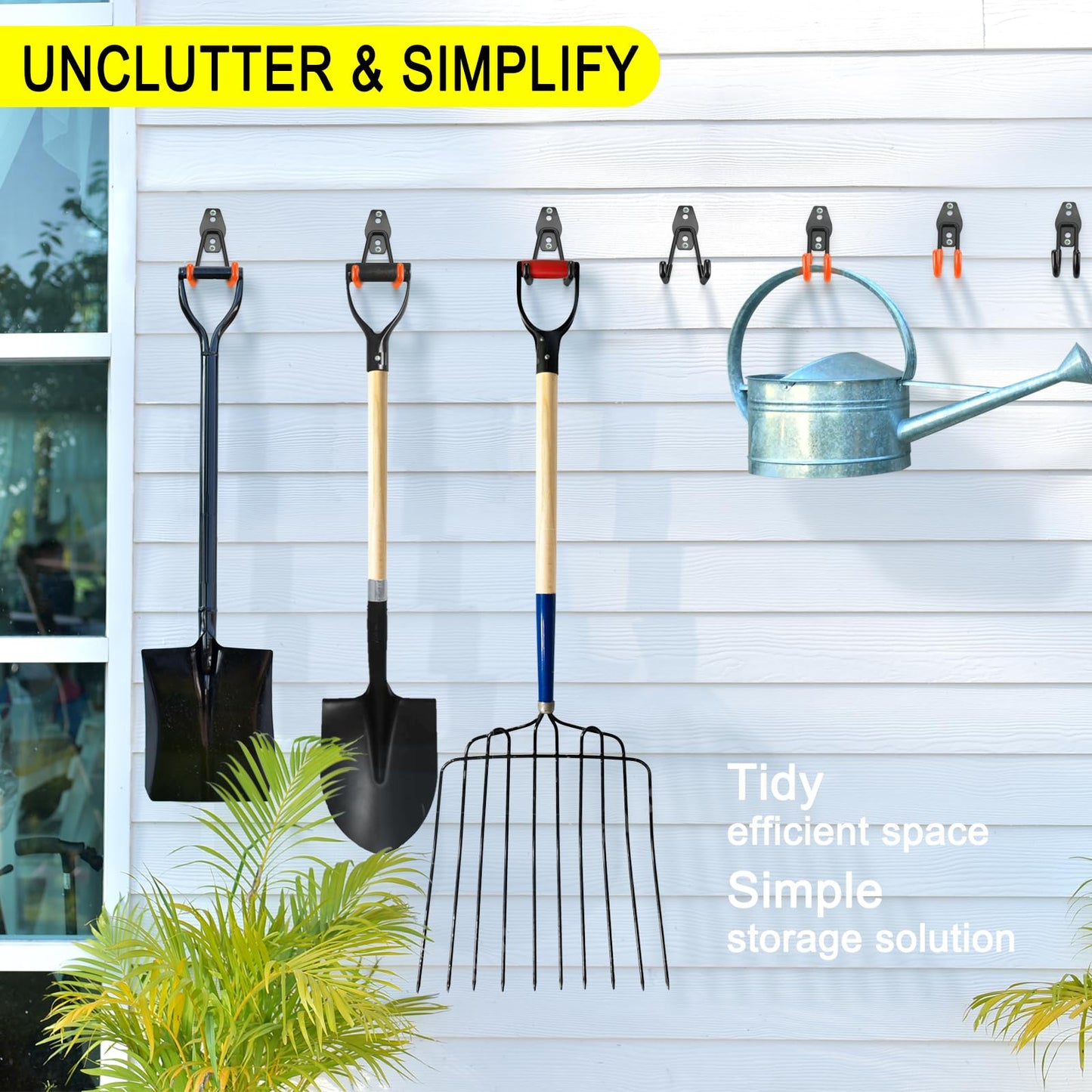 LUPYJI 2 Pack Garage Hooks Heavy Duty Storage Organizer Wall Mount Power and Garden Tool Hangers, for Hanging Ladders, Ropes, Hose, Bulk Items