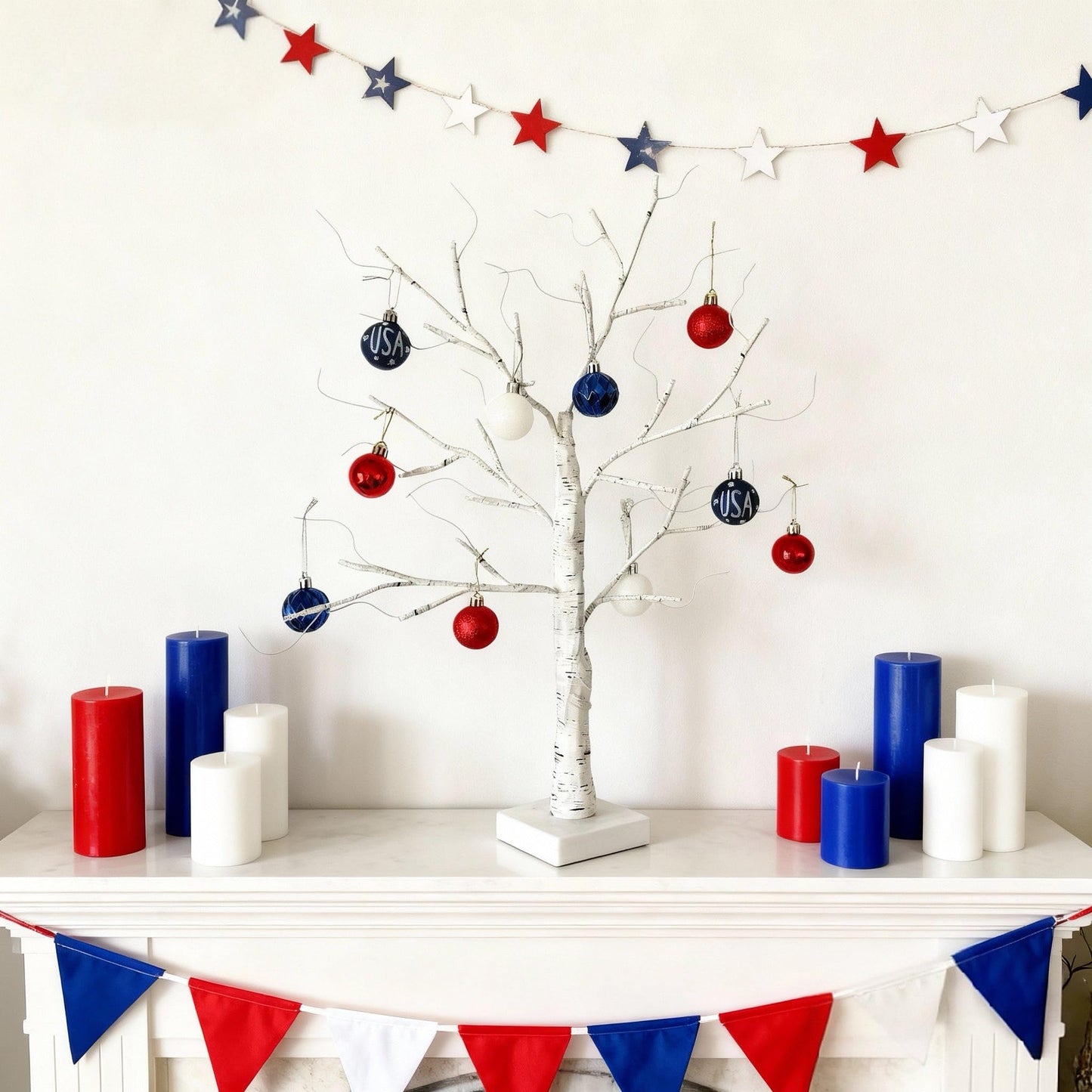 HipTree Mini Patriotic 4th of July Tree Ornaments Decorations,30ct 1.57 Inch Red White Blue Christmas Ornaments Set for Tree,Baubles for Memorial Day, Independence Day,Veterans Day, Flag Day