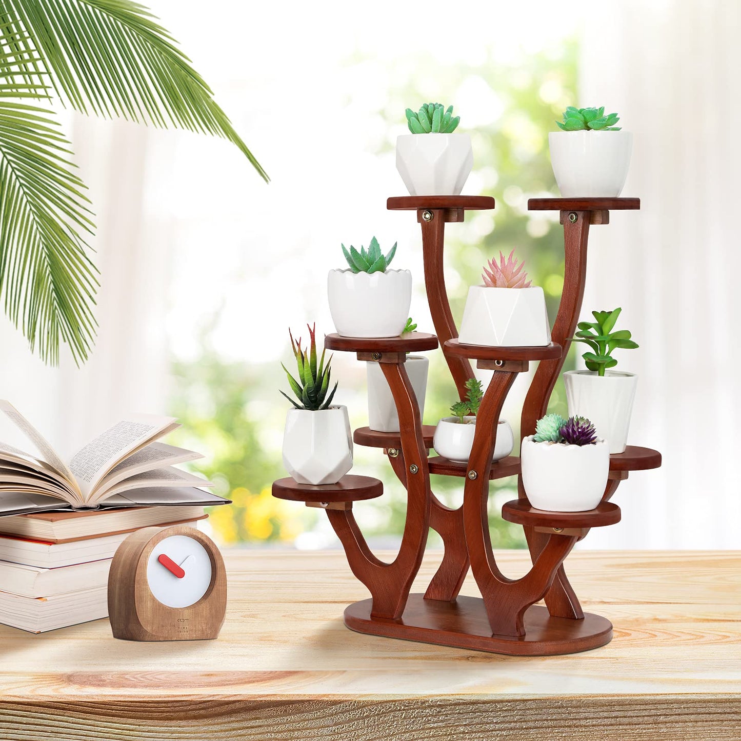 Jotsport 9 Pots Mini Succulent Stand Windowsill Small Plant Stand Multi Layers Succulents Display Shelf Kitchen Windowsill Desk Tabletop Plant Holder