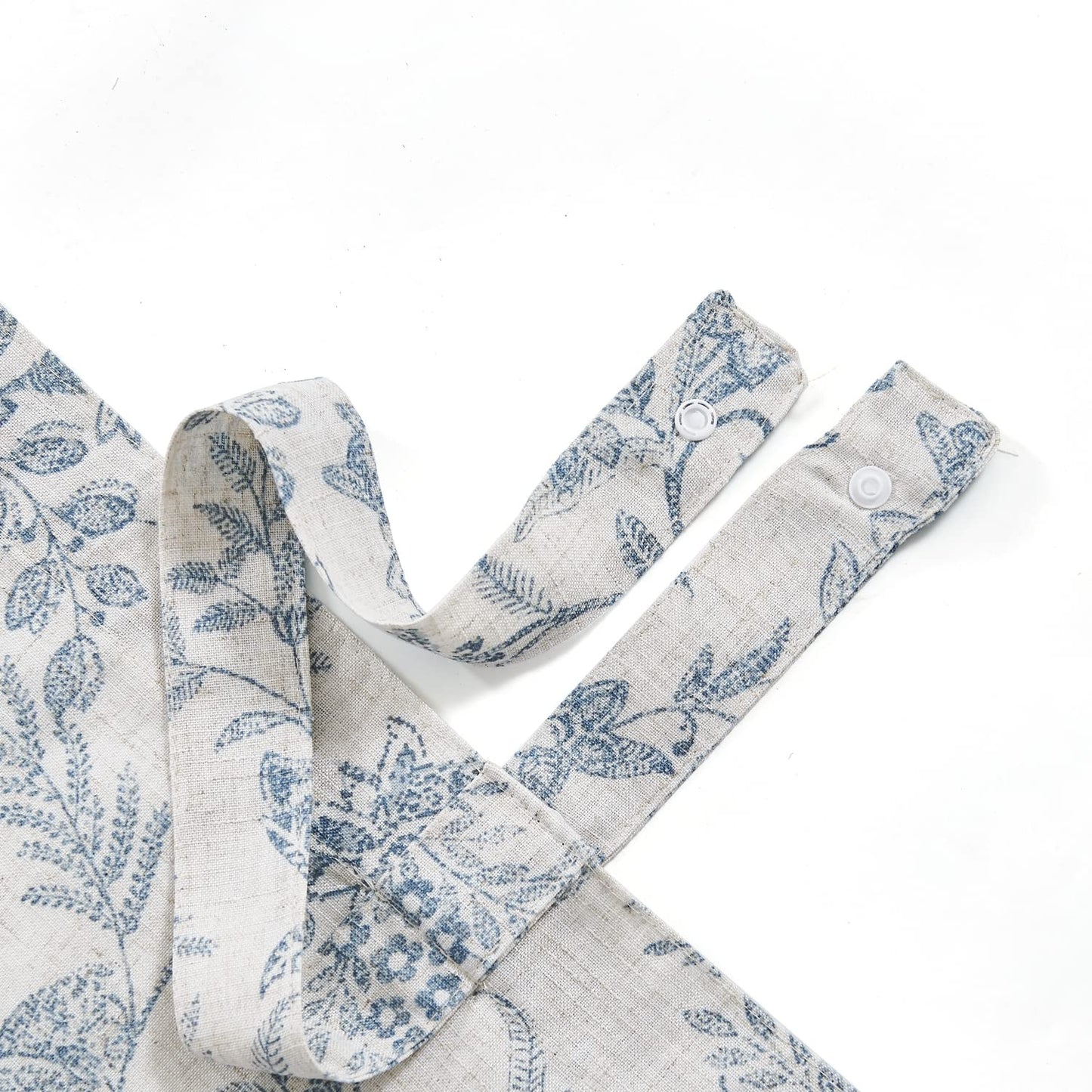 Lazzzy Kitchen Tie Up Valance Curtain Linen Floral Farmhouse Valance for Living Room Bathroom Bedroom Country Window Treatments Small Cafe Curtain 18 Inch Rod Pocket 1 Panel Blue on Beige