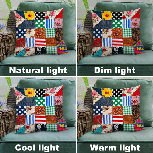 Shrahala Retro Decorative Pillow Covers 18x18 Set of 2, Square Multi Colored Patchwork Pattern Cushion Case for Sofa Bedroom Car Throw Pillow Covers Cushion Cover, Square 18 Inches, Multi Geometric