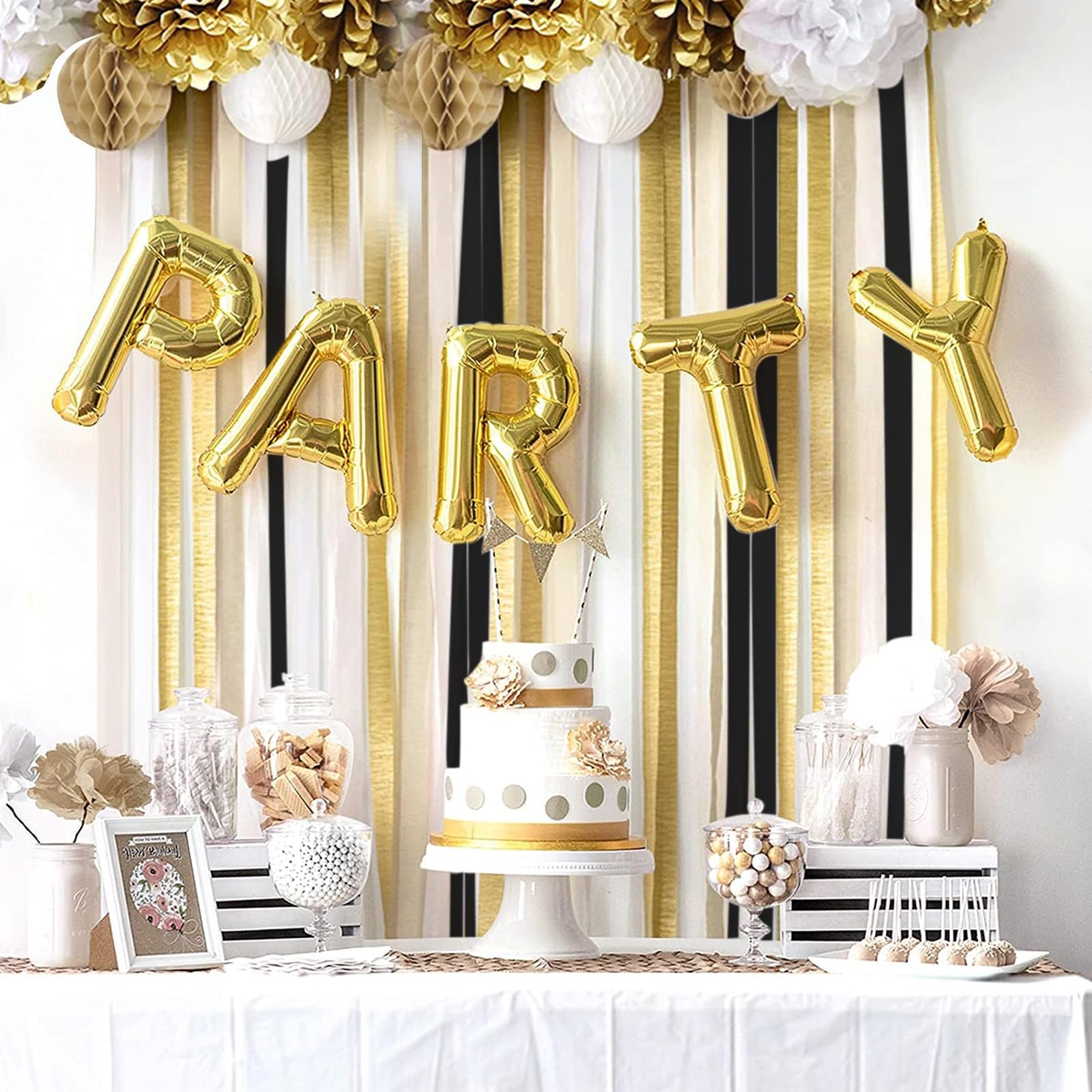 PartyWoo Black Gold Silver Crepe Paper Streamers 10 Rolls 820 ft Pack of Crepe Paper for Graduation Christmas New Year Wedding Birthday Party Decorations (1.8 Inch x 82 Ft/Rolls)