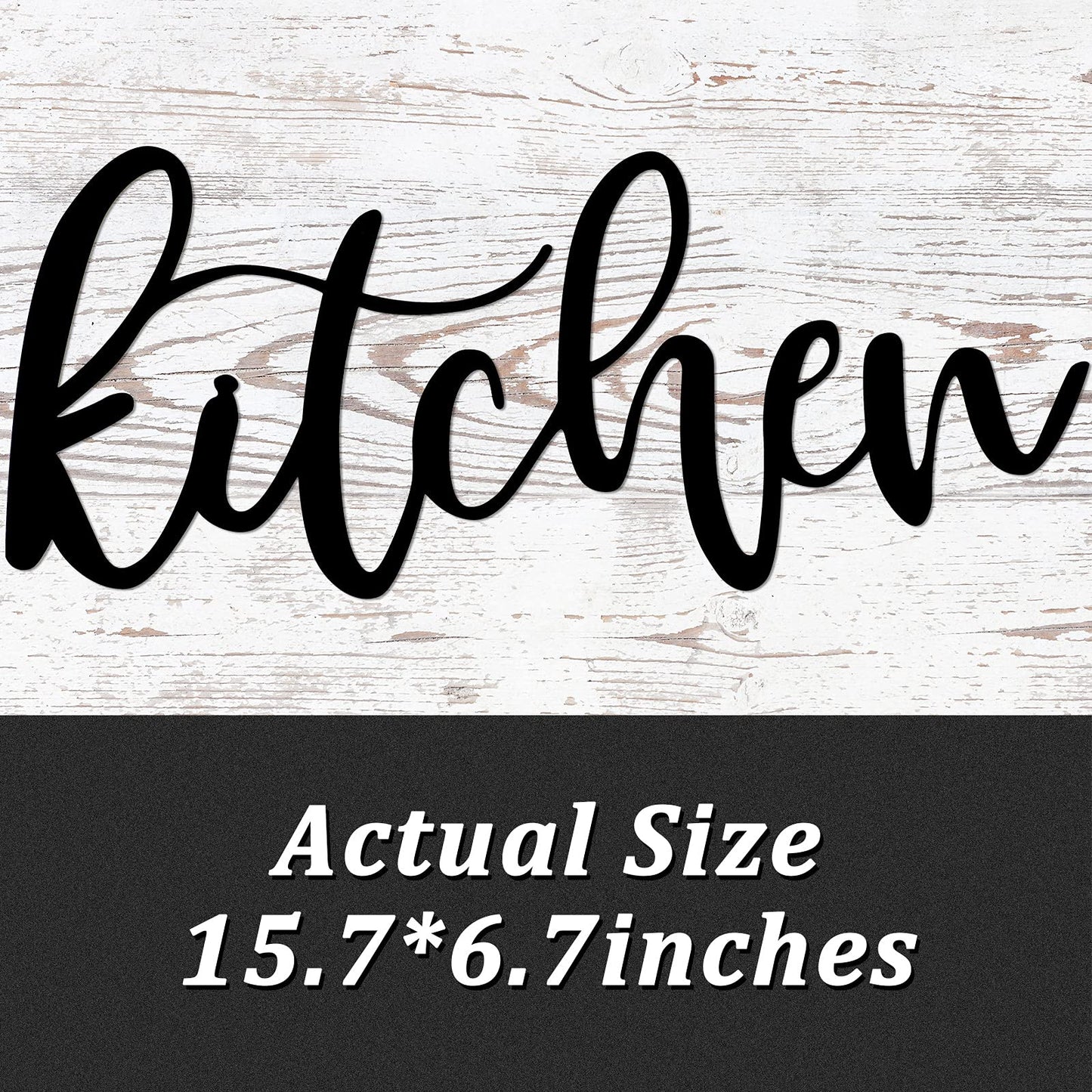 Maxdot Kitchen Metal Cutout Sign Word Wall Decor Farmhouse Kitchen Metal Word Wall Art Sign for Home Dining Room Restaurant,15.7 x 6.7 Inch (Black)