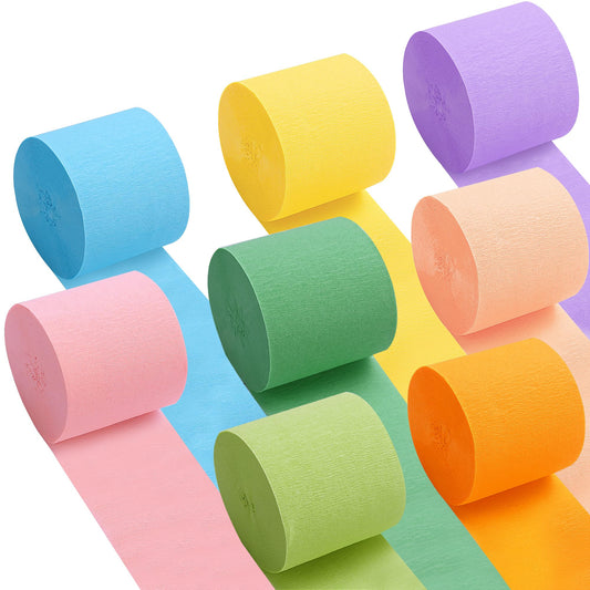 Oubest Crepe Paper Streamers 2.2 Inch x 656 Feet Ideal Party Supplies & Decorations for Birthdays Baby Showers Bachelorettes Weddings DIY, 8 Rolls Pastel Streamers Backdrops, Doorway & Wall Decor