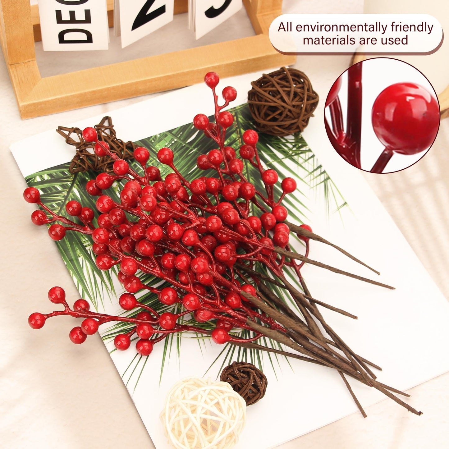 NBGV 50pack Christmas Tree Decorations Artificial Berry Stems Red Berry Picks for Xmas Winter Party Holiday Flower Arrangements Home Centerpieces and DIY Ornaments