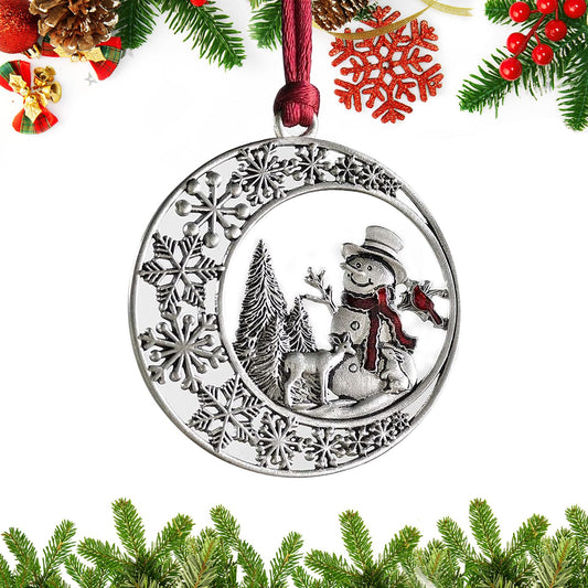 Christmas Ornaments, 2025 Solid Pewter Christmas Tree Ornament Handcrafted Metal DIY Hanging Craft Collectibles for Xmas Trees Home Party Party Gifts (Snowman)