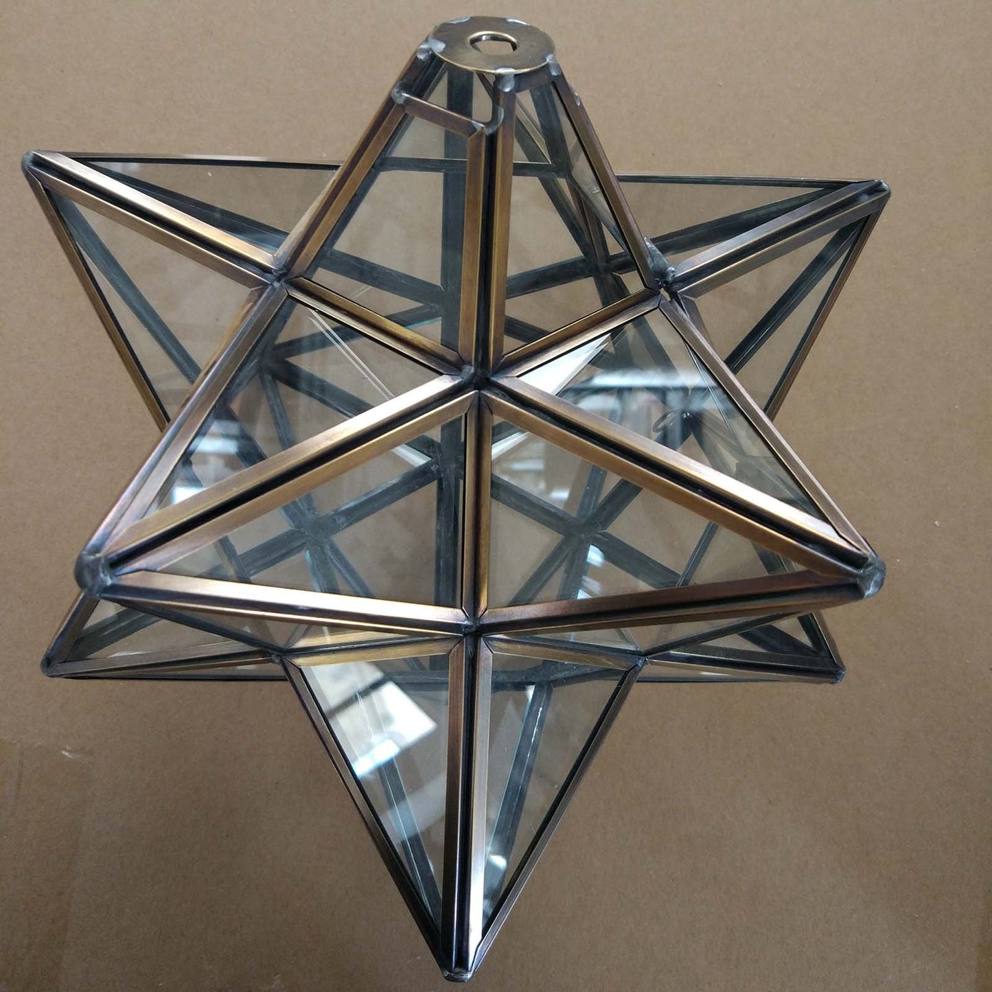 Bieye L10821 12-inch Moravian Star Tiffany Style Stained Glass Semi Flush Mount Ceiling Fixture, Suitable for Decorating Room (Clear Glass)